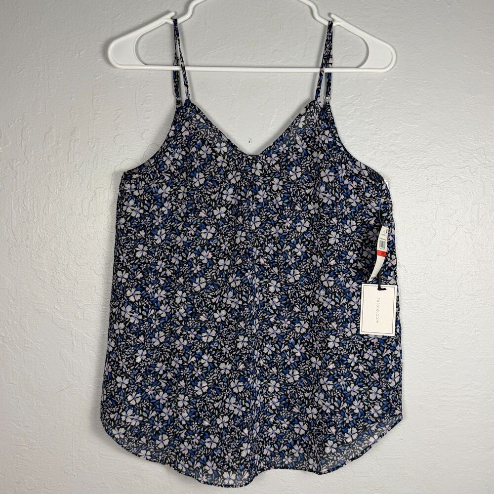 1.STATE Women’s XS Floral V-Neck Camisole Tank Top Pink Blue Black NWT